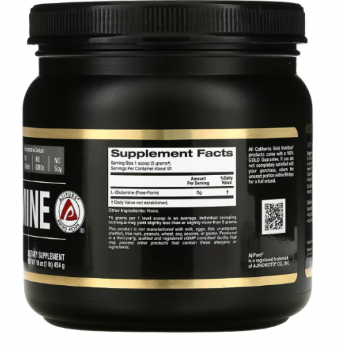 California Gold Nutrition, AjiPure, порошок L-глютамина, без глютена, 454 г 